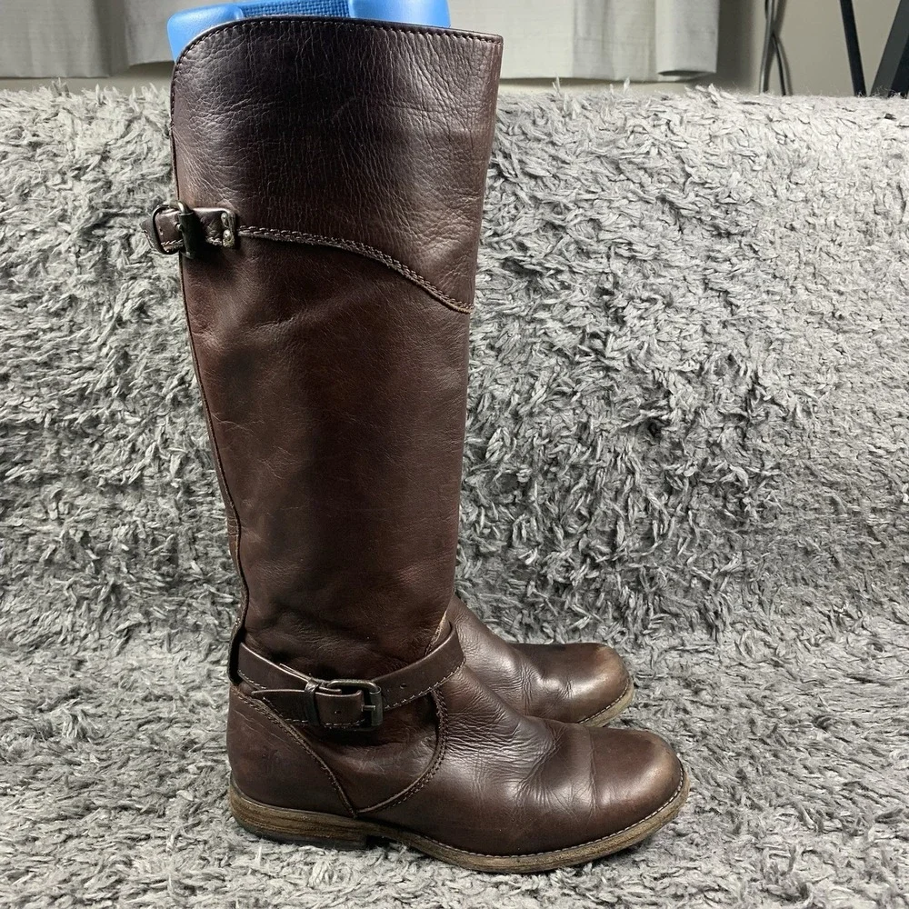 Frye #76844 Phillip Riding Knee High Brown Leather Pull On Womens Boots Size 6